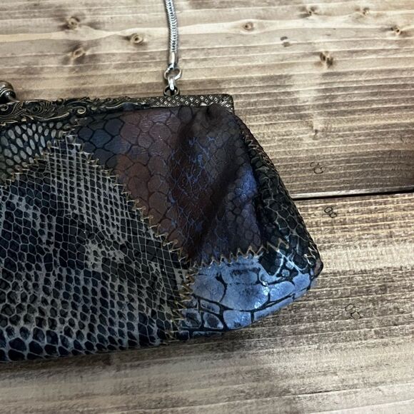 Handmade clutch from India snake print chain strap beaded boho - Picture 6 of 9